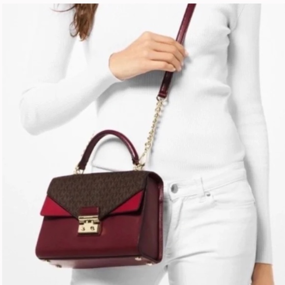 Michael Kors Sloan Double Flip Signature Leather Satchel